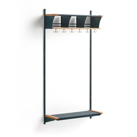 Garderobenschrank JEPPE mit 3 Fächern, Grundelement, 1790x900x310 mm, blau/eiche