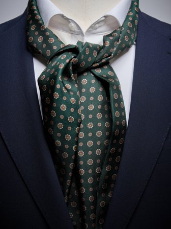 John Henric Men's Grüner Geometrischer Seidenschal Size Onesize