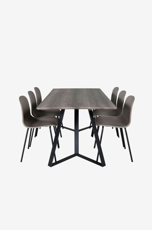 Venture Home - Matgrupp Marina med 6st matstolar Arctic - Grå - Matgrupp 6 personer - Från Homeroom