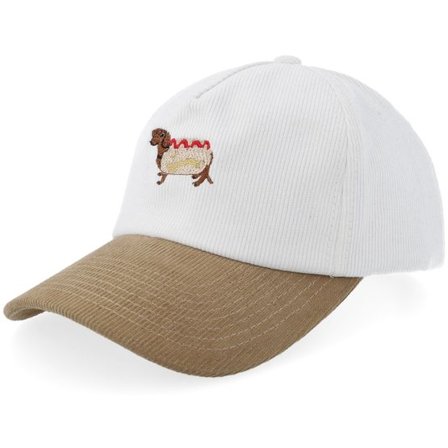 Iconic - Vit adjustable Keps - Hotdog Dog Corduroy Off White/Khaki Golfer A-frame Adjustable @ Hatstore