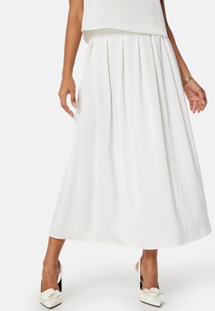 VILA - Visalini Midi Skirt - Cloud Dancer - Kläder - - Bubbleroom
