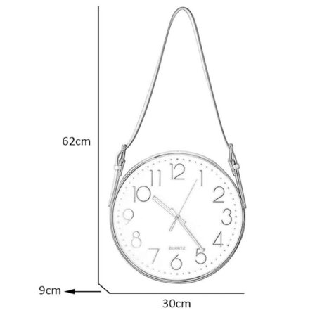 Numerisk Väggklocka med läderbälte silver