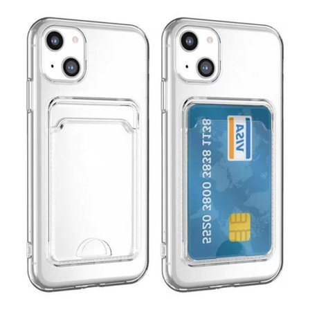 iPhone 15 Plus Stöttåligt Skal med Korthållare - Transparent