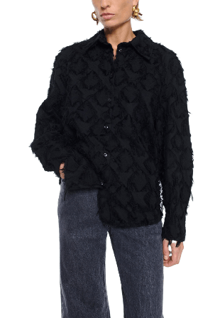 SÉFR Willa Shirt Fringed Black Twill Skjortor Dam Svart S