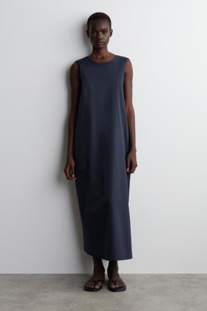 COS Femme Robe Midi À Dos Torsadé En Coton Dress in Bleu