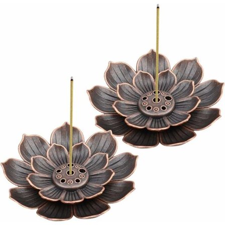 2 stk. Lotus Røgelsesholder, Røgelsesstativ, 6 huller med askebakke, Pind Røgelsesbrænder