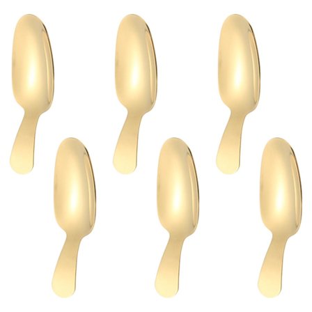 6 stk. Sukker Honning Salt Te Dessert Skeer Små Glas Rustfrit Stål Kort Håndtag