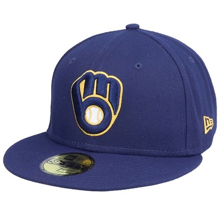 New Era - MLB - Blue - fitted - Cap - Milwaukee Brewers Authentic On-Field 59Fifty Navy Fitted - Hatstore