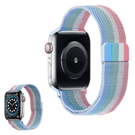Apple Watch 40 mm klockarmband med regnbågslinje - Rosa / Vit / Grön / Blå