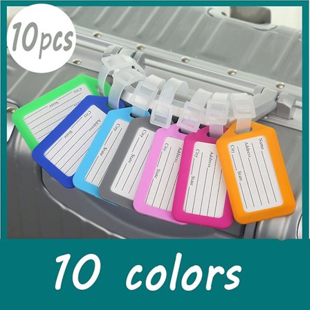 10 bagasjelapper, bagasjeidentifikatorer med snor, navnelapper reisetilbehør, vanntett