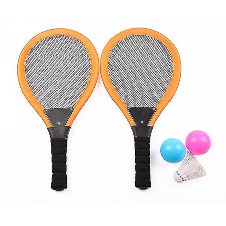 Badmintonsæt til børn med 2 ketchere, bløde træningsbolde og badmintonbold - Junior tennis ketcher legesæt strandlegetøj