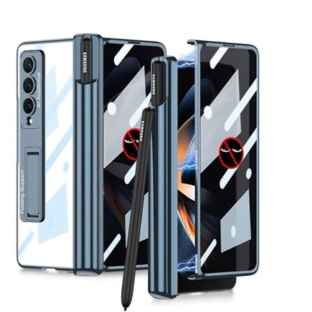 Sekretess Anti-peep Fodral Kompatibelt med Samsung Galaxy Z Fold 4, Plätering PC Magnetiskt Gångjärn Ställskydd