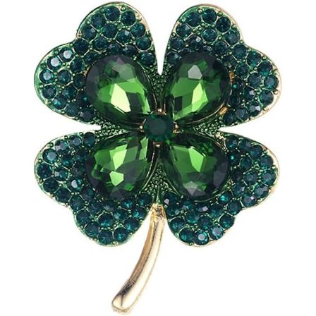 Trafford2009MU Stor Klassisk Glansig Shamrock St Patricks Dag Keltisk Irland Emblempins Badge, Grön, 51mm x 40mm