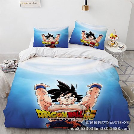 Qlz-13# Syv Dragon Ball Digital Print Tre Stykker Husholdningselevat Sovesal Varmt Dynebetræk Lagen