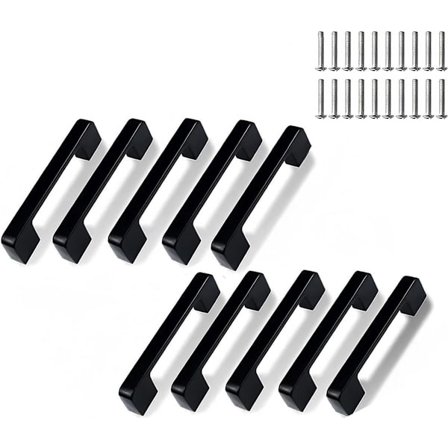 Svarte H&les i rustfritt stål - 96 mm H&le - Pakke med 10 - Inkludert monteringsbolter - Skap H&les