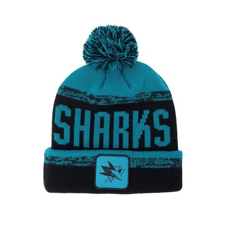 Fanatics - NHL Bleu pom Bonnet - San Jose Sharks Thrive Black/Activ Blue Pom @ Hatstore