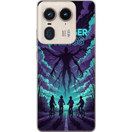 Kompatibel Mobilcover til Motorola Motorola Edge 50 Ultra Stranger Things-inspireret fantasyillustration med mørkt monster, cyklende børn og dramati