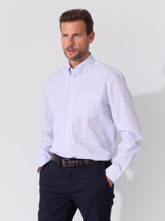 MATCH - Bryggen skjorte - Alvo - Str. L - Herre - Skjorter - Hvit - 100% bomull