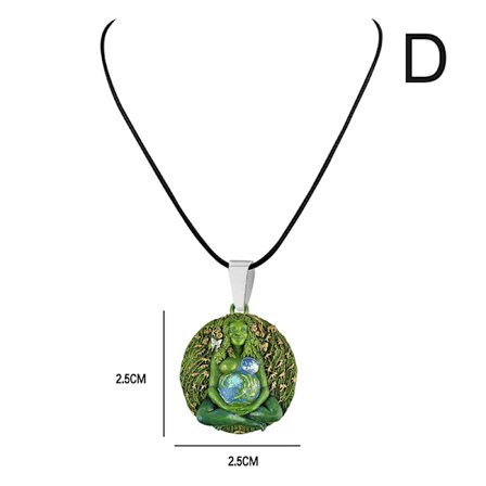Gaia Mother Earth 1" hängehalsband Earth Mother Retro Smycken Presenter för män kvinnor
