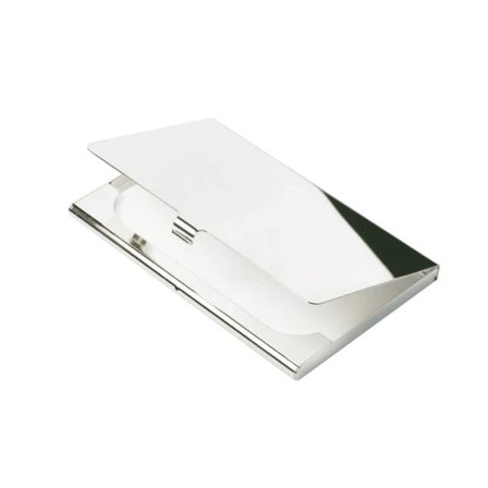 Kortfodral/korthållare högblank, silverblank metall - Julklapp Present