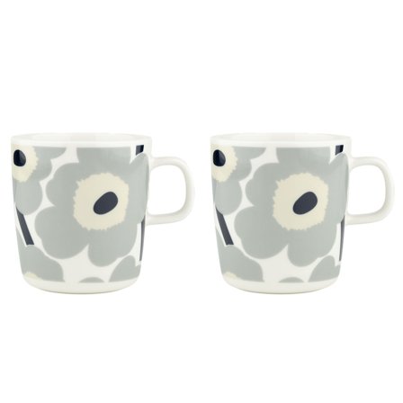 Marimekko Unikko kopp 4 dl 2 stk, hvit/grå/sand/blå' - 'Hvit, grå, sand, blå