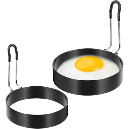 Dimeho 2-pak æggeringe til stegning af æg, non-stick rustfrit stål, stegeægsring, grillpande, pandekageproducent, runde æggekogeringe