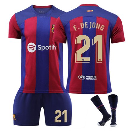 23-24 Barcelona Hjemmetrøje Frenkie De Jong nr. 21 (med strømper) Frenkie De Jong No. 21 med strømper XS