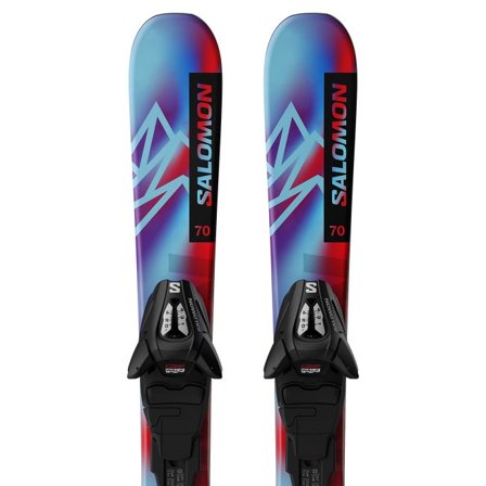 Salomon - Dla dzieci - Zestaw narciarski All Mountain dla dzieci Qst Xs (and C5) - Pastel Neon Blue 3 / Poppy Red / Black