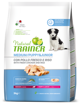 Natural Trainer Crocchette Pollo Fresco Per Cuccioli Taglia Media