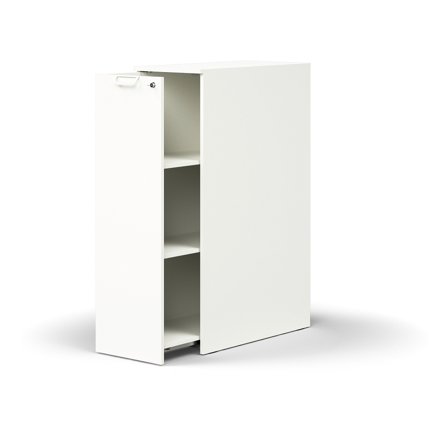 Seitenschrank QBUS links, abschließbar, 1250x400x800 mm, weiß