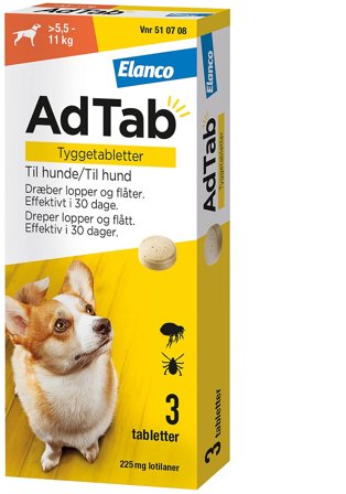 AdTab AdTab til hunde 1.3-2.5 kg 56 mg 3-pak, Medicin & Pleje, Håndkøbsmedicin, Håndkøbsmedicin Til Dyr
