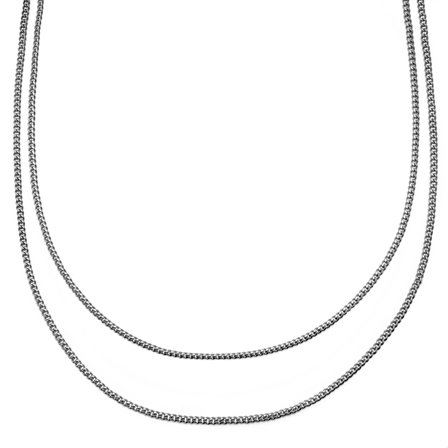 Rico Gelaagde Zilverkleurige Dubbele Schakelketting voor mannen - Stalen kettingen