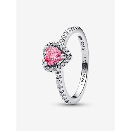 Pandora - Elevated Pink Heart Ring - Sterling sølv