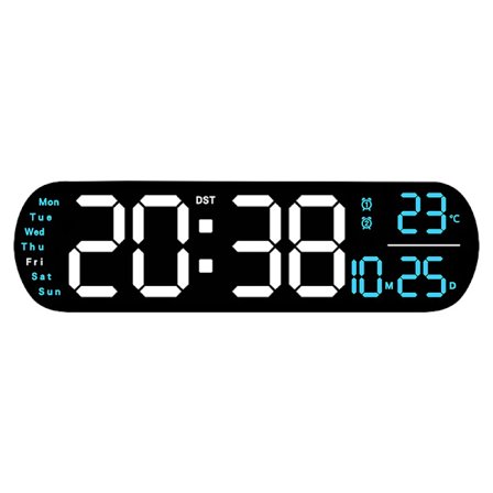 Stort digitalt vægur LED-vækkeur med stort display og åndedrætslys Dato Dag Temperatur Timer til hjemmet Soveværelse Køkken Fitnesscenter og Kontor