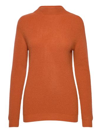 Rib Funnel Neck Sweater Pullover Oransje Davida Cashmere*Betinget Tilbud