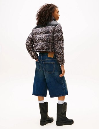 Tommy Jeans Tjw Cropped Leopard Puffer - Black - XL