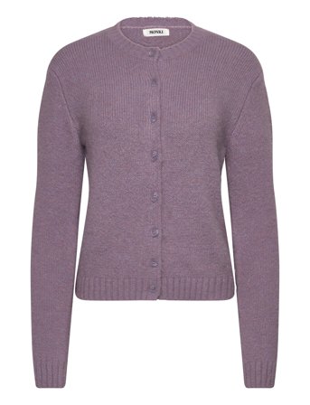 Monki Brushed Knit Buttoned Cardigan - Purple - XL