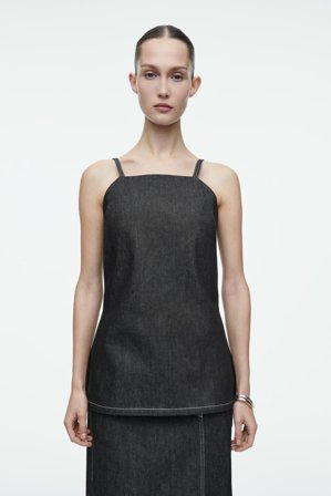 COS Femme Sleeveless Raw Denim Top in Bleu