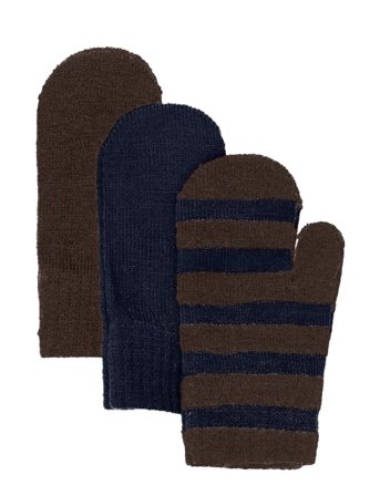 Magic Mittens Knit 3-Pack Brown Minymo