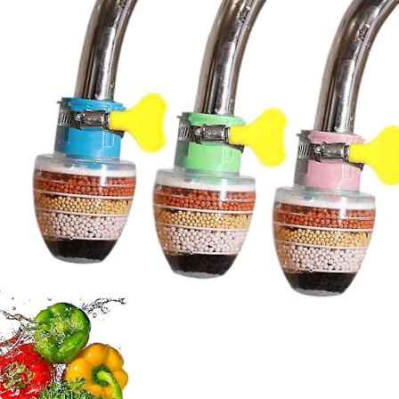 Aktiveret kulhane, 6-trins ren vandhane, opgraderet universel grænseflade hane filter (3 stk., flerfarvet)