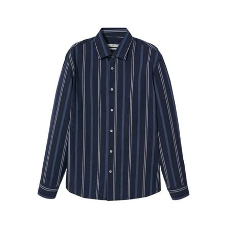Mango Striped cotton shirt Blå, Herre Skjorter