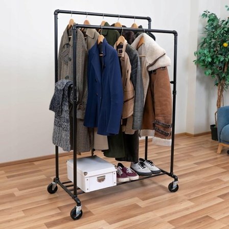 Kraftigt tøjstativ med hjul, 110 kg kapacitet