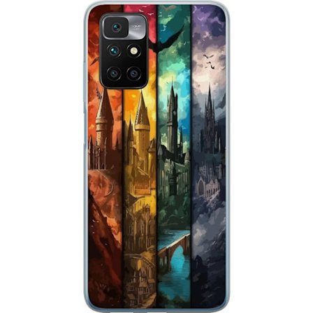 Kompatibel Mobilcover til Xiaomi Xiaomi Redmi 10 Fire magiske slotte i forskellige elementfarver, episk fantasykunst med ild vand luft og mørke i det