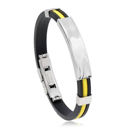 Kule Metall Silikon Armbånd Justerbar Lengde Slitesterk Armbånd for Menn Daglig Bruk yellow