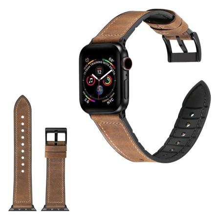 Apple Watch Series 4 44mm kestävä nahkainen ranneke - Crazy Horse Ruskea Brown