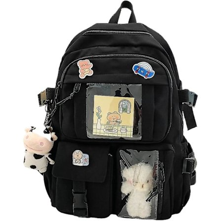 Kawaii Ryggsäck Med Kawaii Nål Och Tillbehör Ryggsäck Söt Estetisk Ryggsäck Söt Kawaii Ryggsäck För Skolan (rosa)