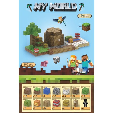 Minecraft byggklossar, inklusive 192 sexsidiga magnetiska leksaker med 6 figurer, byns hövding[SL]