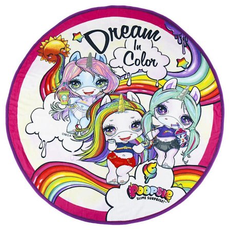 Handduk poopsie rund 130 cm badhandduk badlakan unicorn