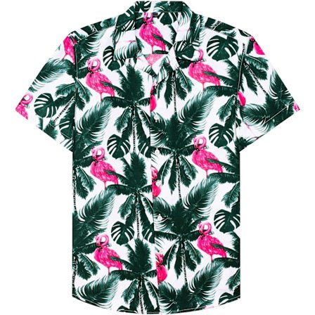 Herr Hawaiian skjorta och shorts set Regular Fit kortärmad casual funky strand flamingo skjorta set S