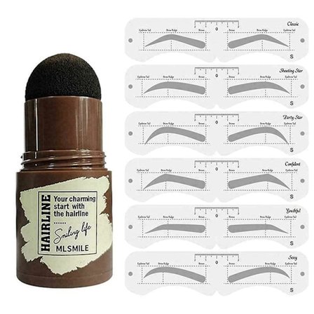 Eyebrow Stamp Shaping Kit Reusable Makeup Brow Powder Stencil Portable Waterproof Cosmetic Set